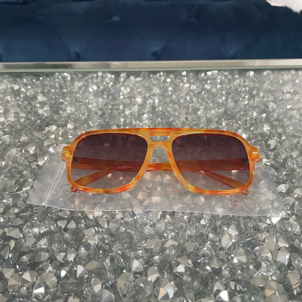 Amber Orange Rectangular Sunglasses